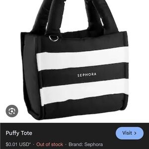 Sephora Striped Black and White Puffy Tote